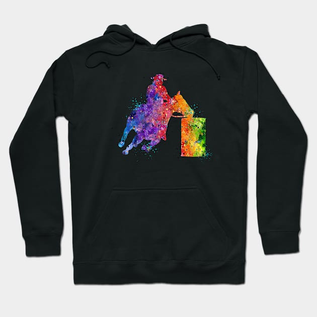 Barrel Racer Boy Colorful Watercolor Hoodie by LotusGifts